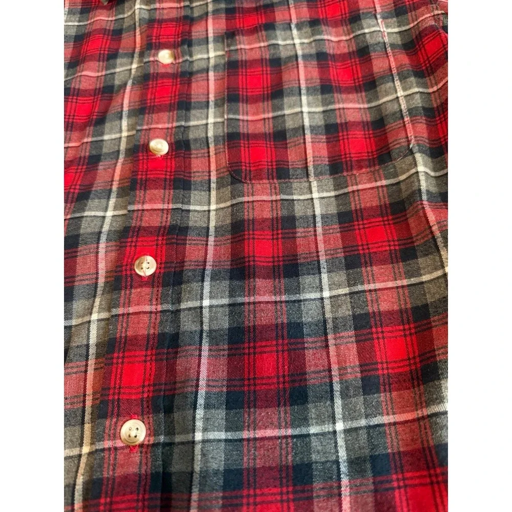 Banana Republic Red Plaid Shirt Mens Medium Untucked‎ Fit Classic